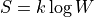 S =
k \log W